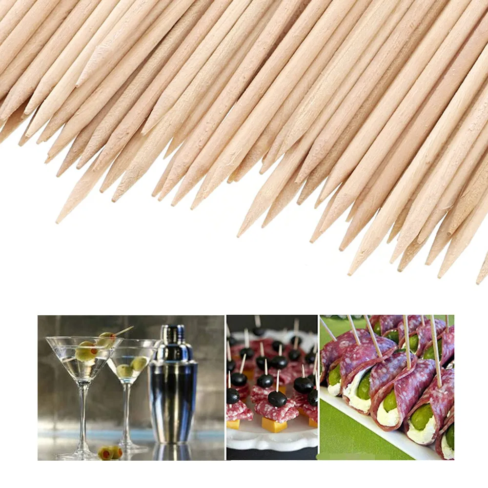 1200 Ct Fruit Cheese Picks Wooden Natural Bamboo Toothpicks Catering Oral Care