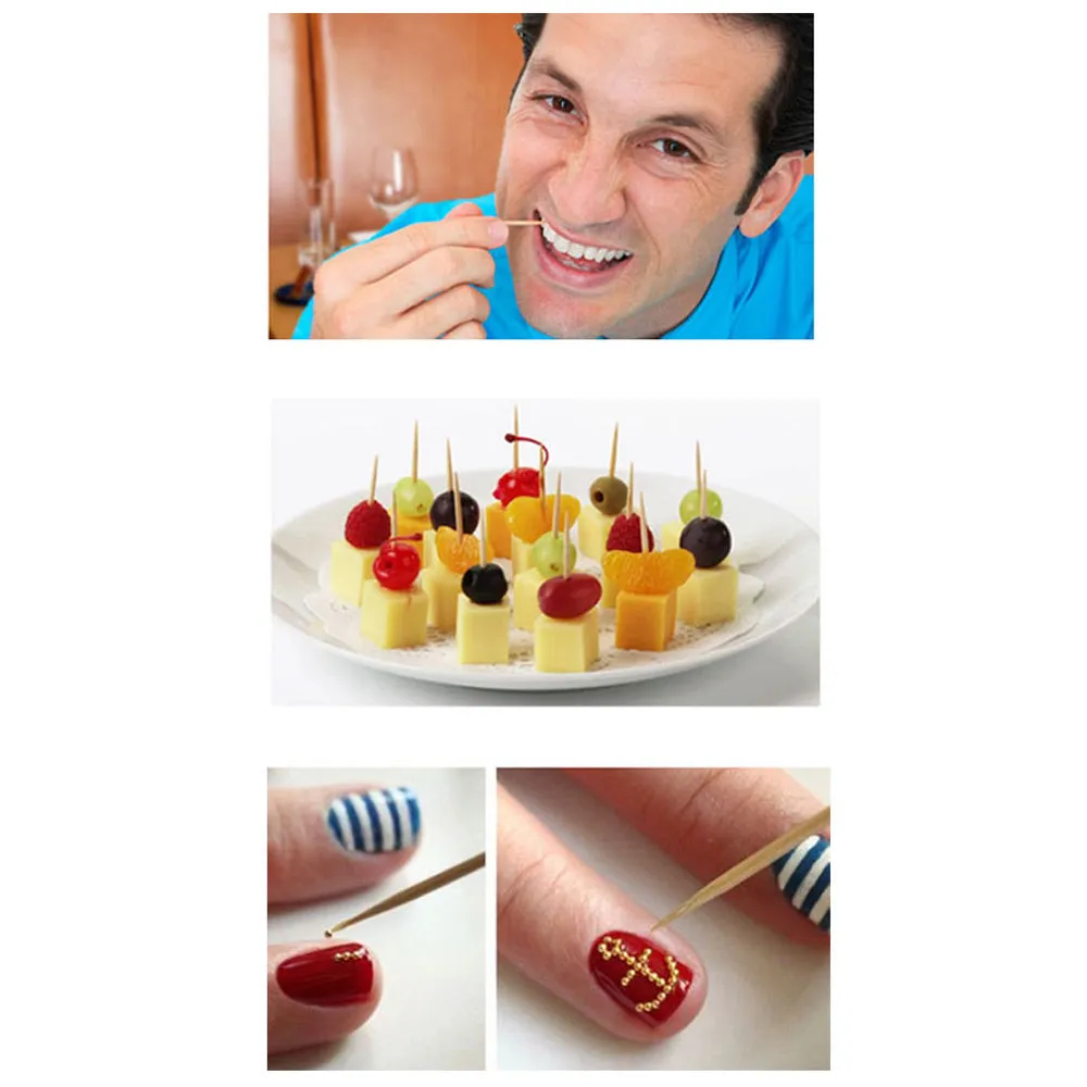 1200 Ct Fruit Cheese Picks Wooden Natural Bamboo Toothpicks Catering Oral Care