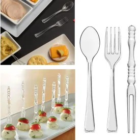 144 Clear Plastic Forks Spoon Disposable Cocktail Picks Fruit Appetizer Party