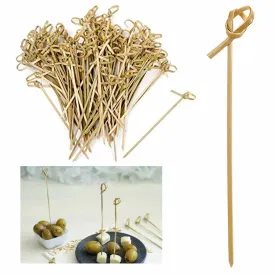 144 Ct Bamboo Knot Picks Skewers Cocktail Party Knotted Sticks Sandwich Burger