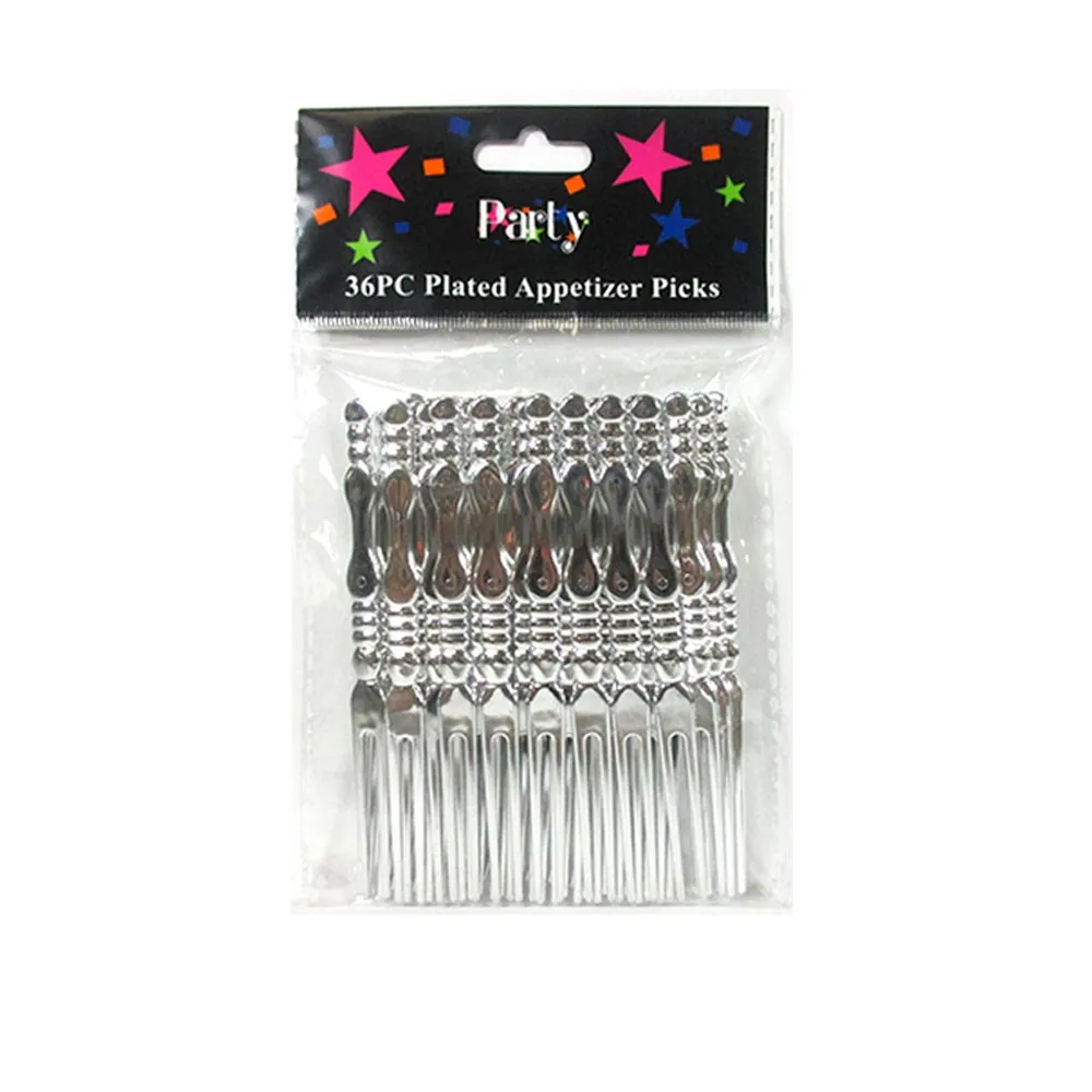 72 Silver Clear Cocktail Dessert  Picks Tasting Appetizer Cake Fruit Forks Snack