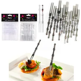 72 Silver Clear Cocktail Dessert  Picks Tasting Appetizer Cake Fruit Forks Snack