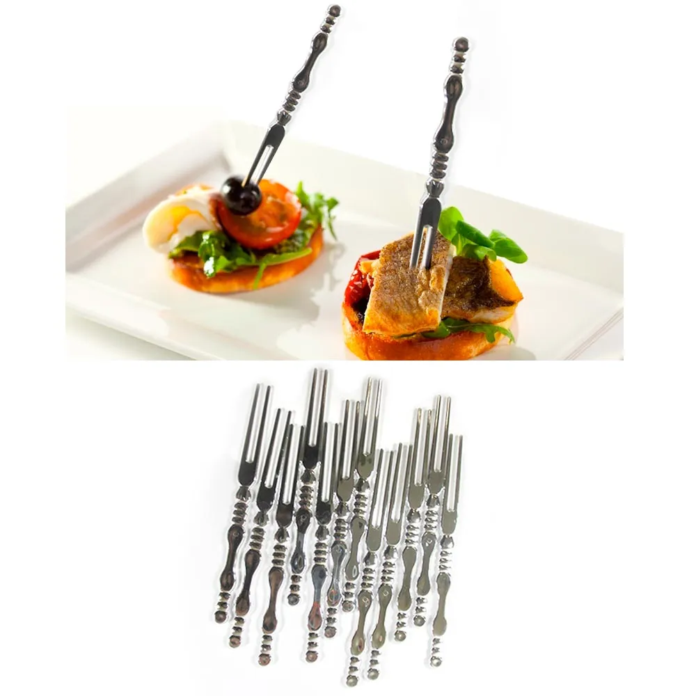 72 Silver Clear Cocktail Dessert  Picks Tasting Appetizer Cake Fruit Forks Snack