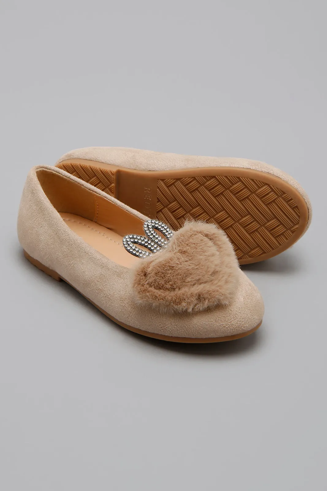 Beige Faux-Fur Buny Ballerina