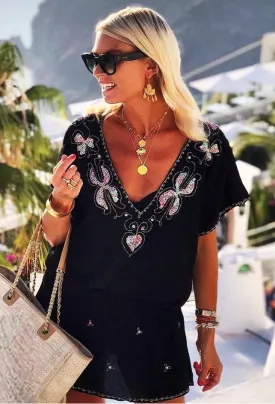 Black Plus Size Drop Waisted Dress