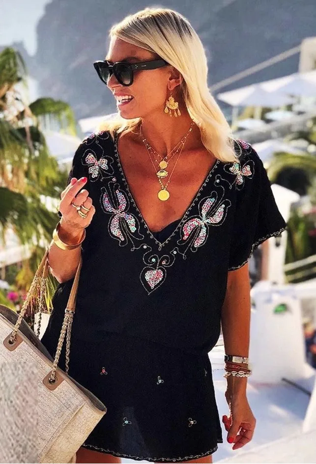 Black Plus Size Drop Waisted Dress