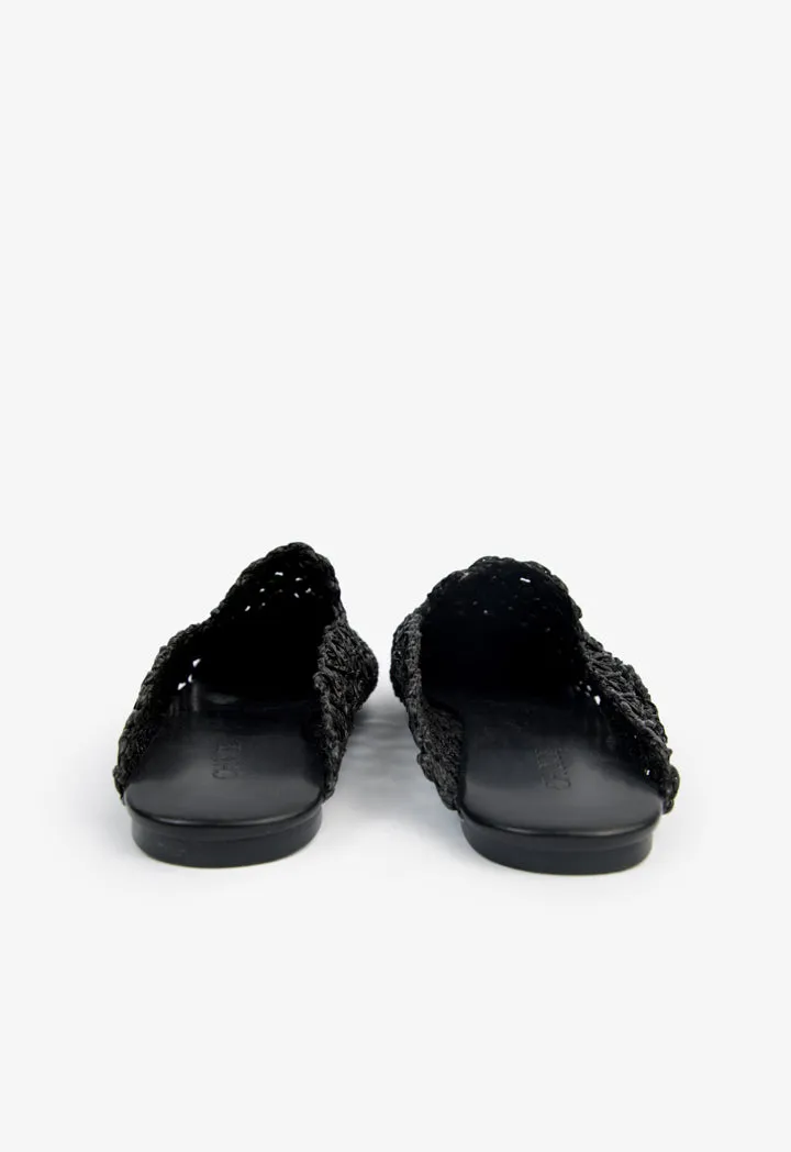 Choice Woven Braided Flat Mules Black