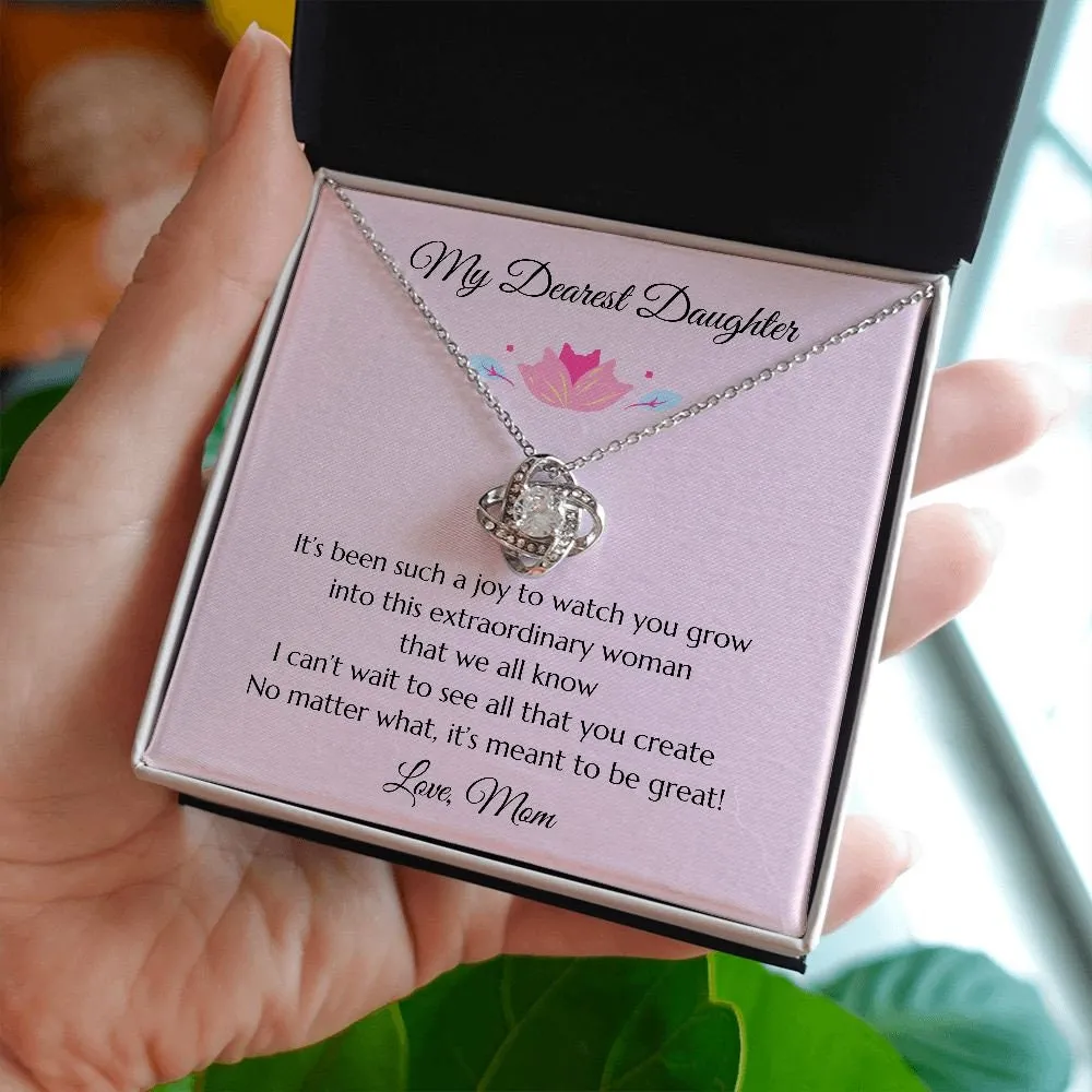 Daughter Gift Gift to Daughter, Daughter Gift Necklace, Heartfelt Girl Jewelry Love Knot Necklace, Gift for Daughter, Daughter Necklace