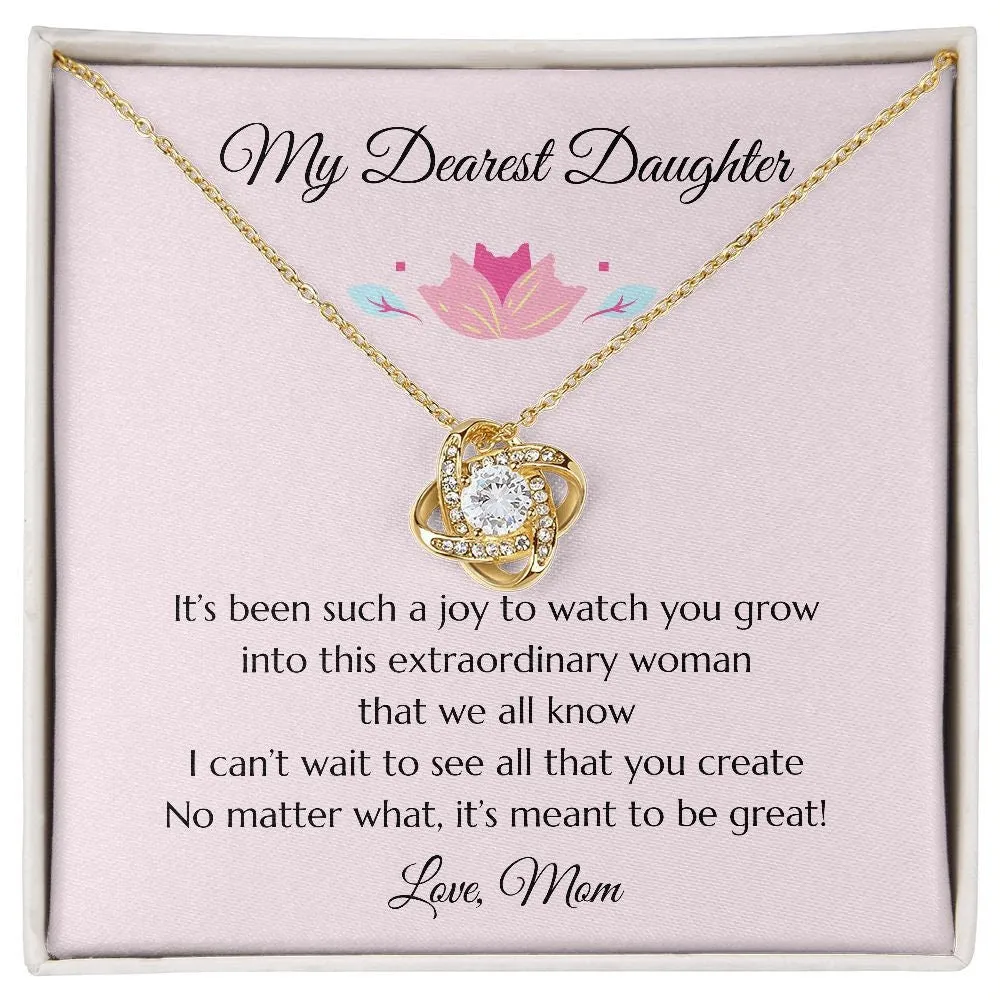 Daughter Gift Gift to Daughter, Daughter Gift Necklace, Heartfelt Girl Jewelry Love Knot Necklace, Gift for Daughter, Daughter Necklace