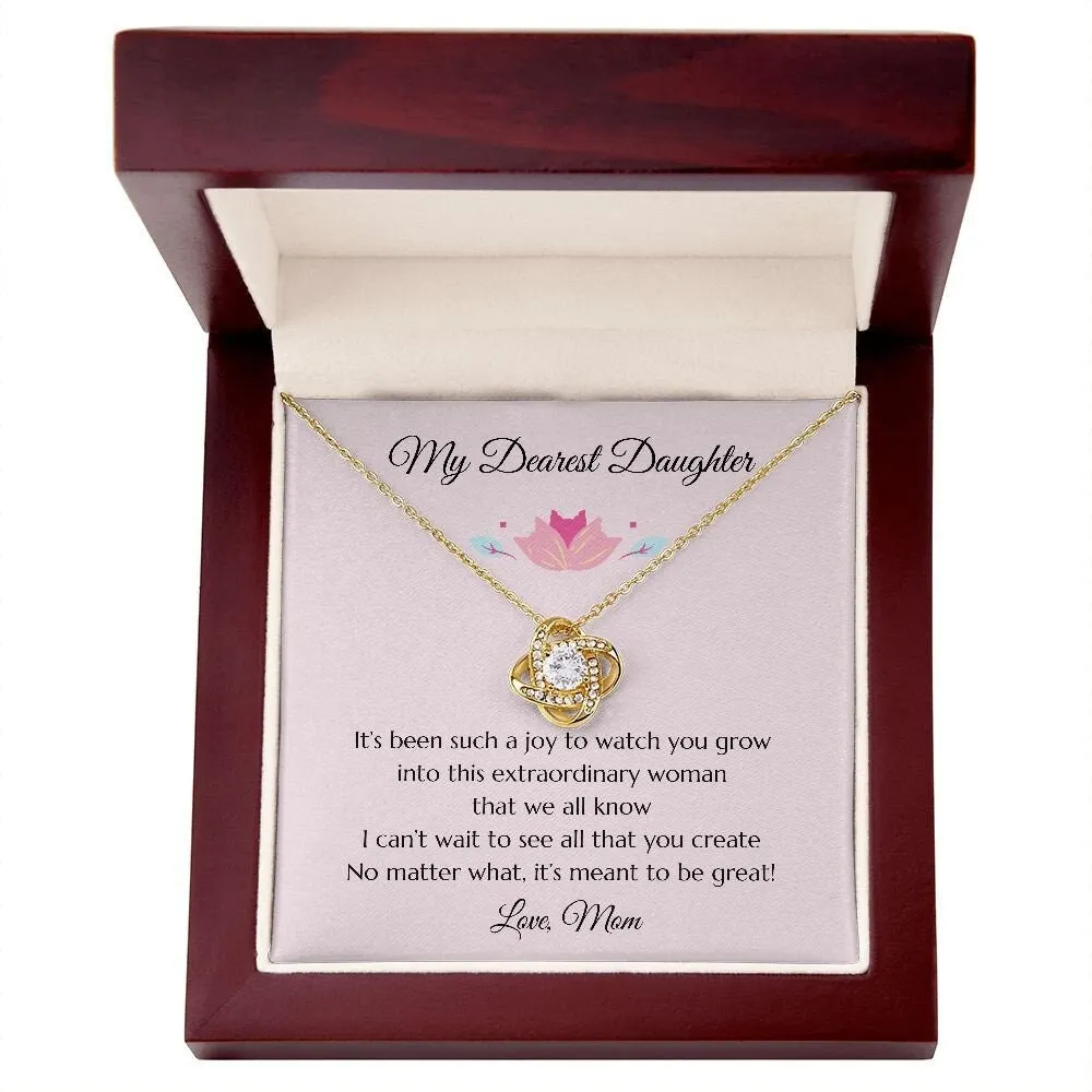 Daughter Gift Gift to Daughter, Daughter Gift Necklace, Heartfelt Girl Jewelry Love Knot Necklace, Gift for Daughter, Daughter Necklace