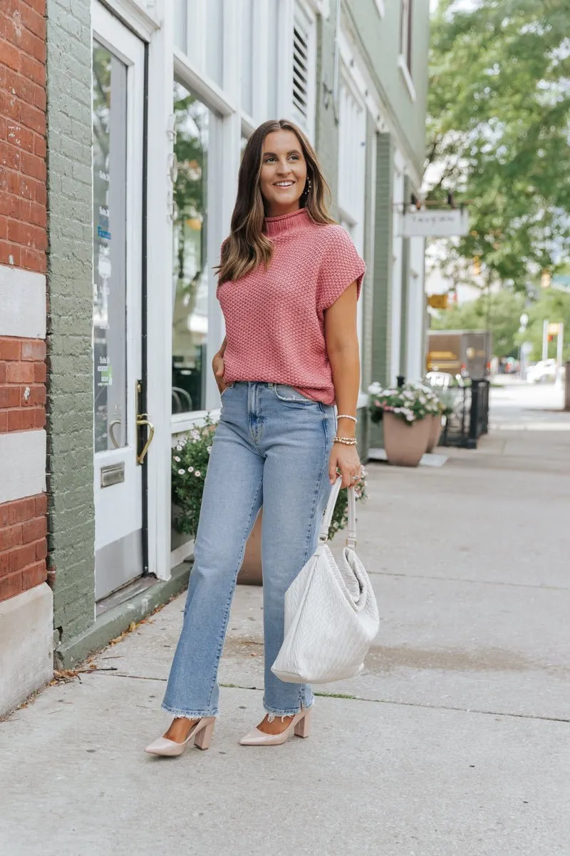 Everyday Classic Mock Neck Sweater - Rose - FINAL SALE