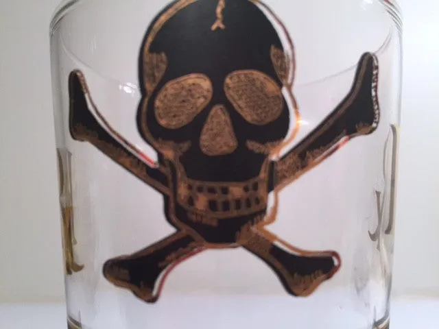 Georges Briard Signed Mid-Century Black & 22-Karat Gold Mix Your Poison Single Glass
