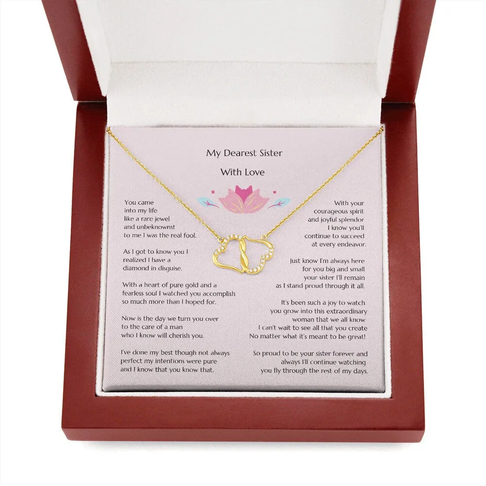 Gold And Diamond Hearts Necklace Gift for Bride from Sister