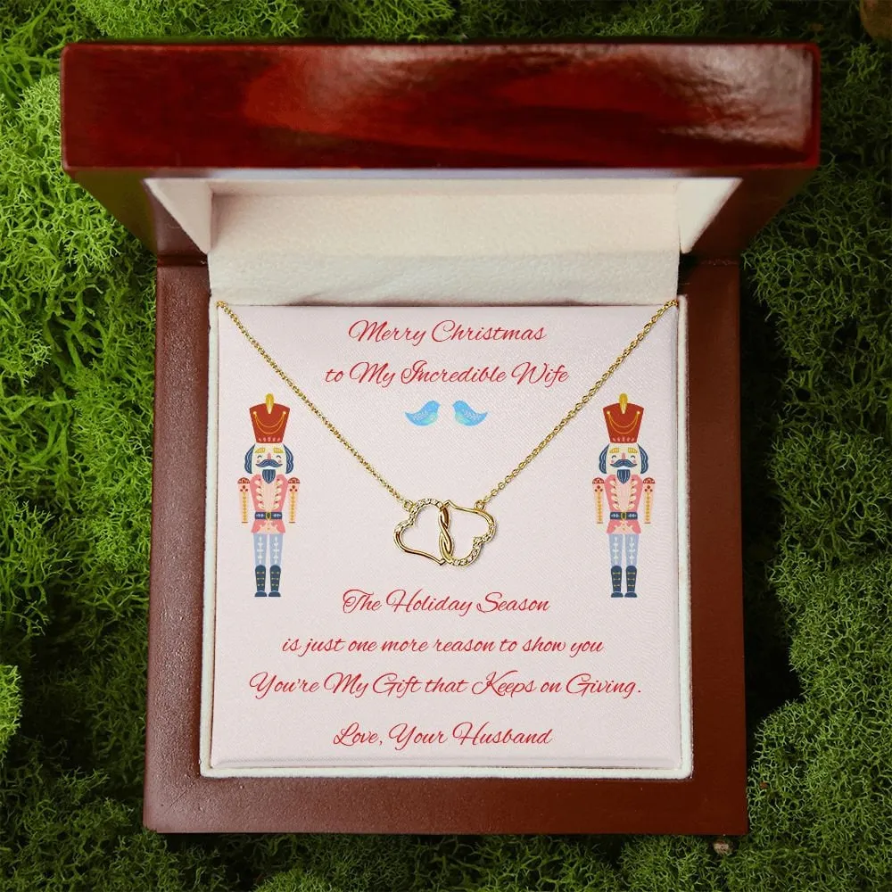 Gold Diamond Necklace Christmas Gift for Wife, Everlasting Love for Wife, Holiday Wife Gift