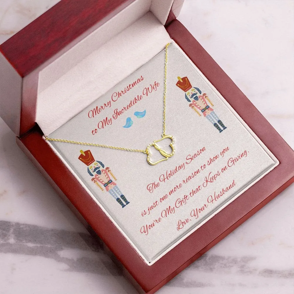 Gold Diamond Necklace Christmas Gift for Wife, Everlasting Love for Wife, Holiday Wife Gift