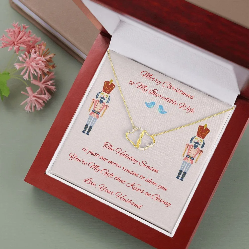 Gold Diamond Necklace Christmas Gift for Wife, Everlasting Love for Wife, Holiday Wife Gift