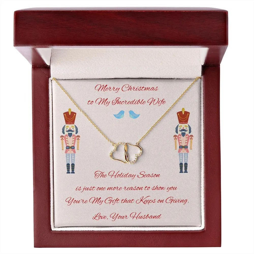 Gold Diamond Necklace Christmas Gift for Wife, Everlasting Love for Wife, Holiday Wife Gift