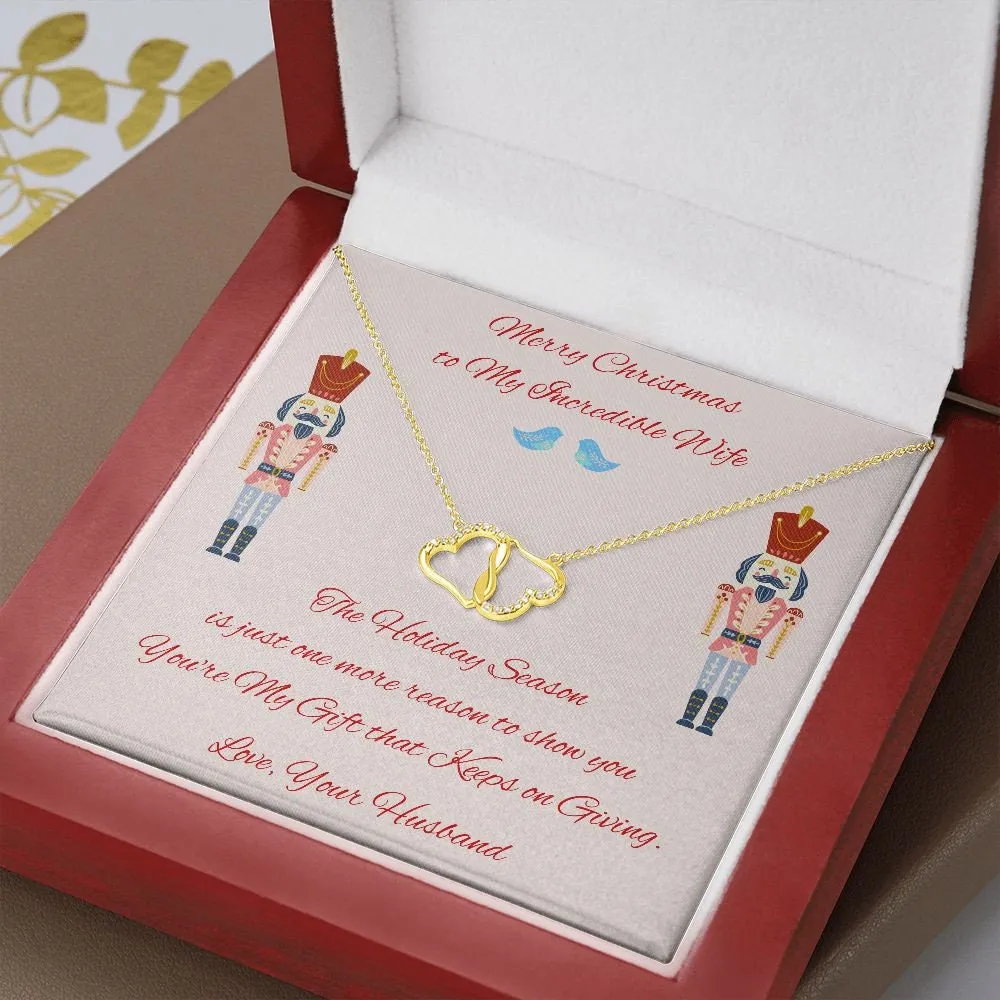 Gold Diamond Necklace Christmas Gift for Wife, Everlasting Love for Wife, Holiday Wife Gift