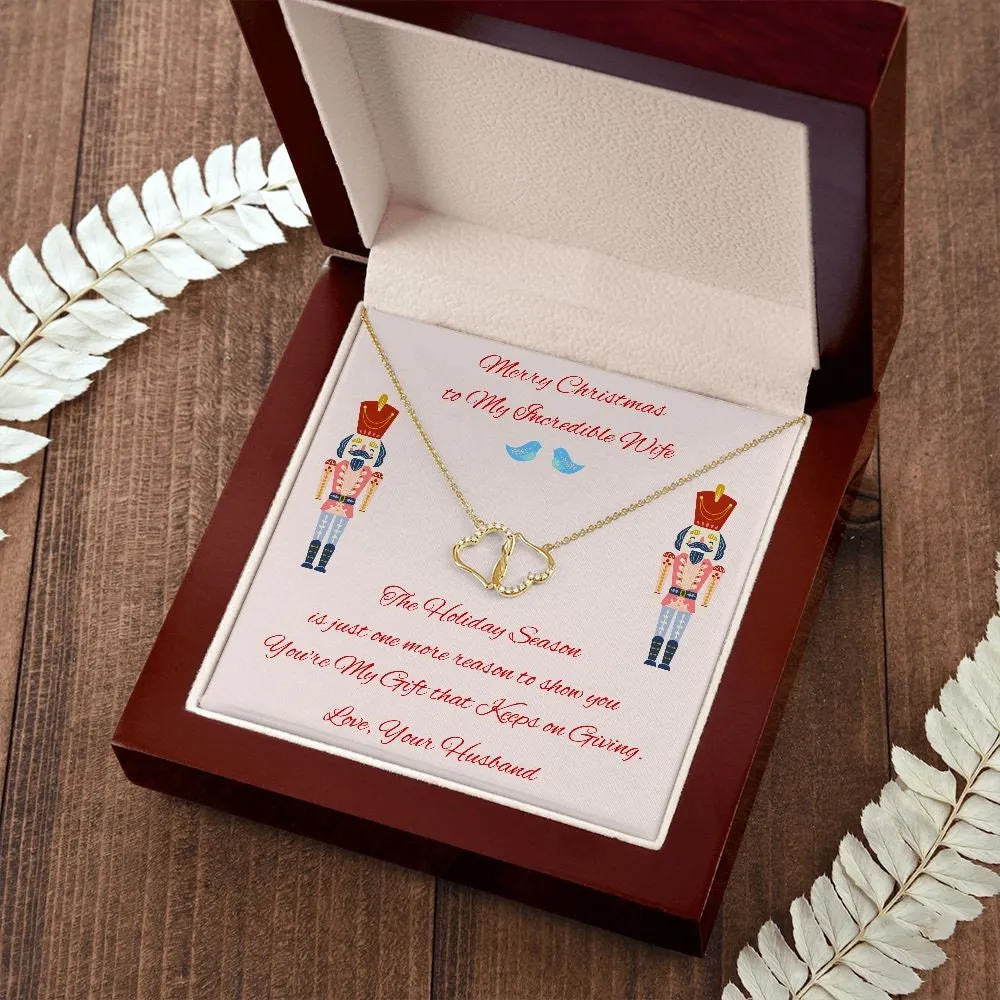 Gold Diamond Necklace Christmas Gift for Wife, Everlasting Love for Wife, Holiday Wife Gift