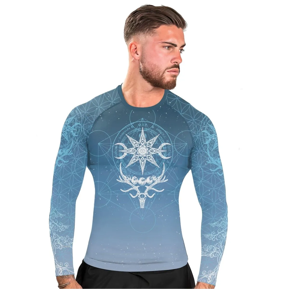 Light Blue YULE Vikings Men's Long Sleeve Rash Guard