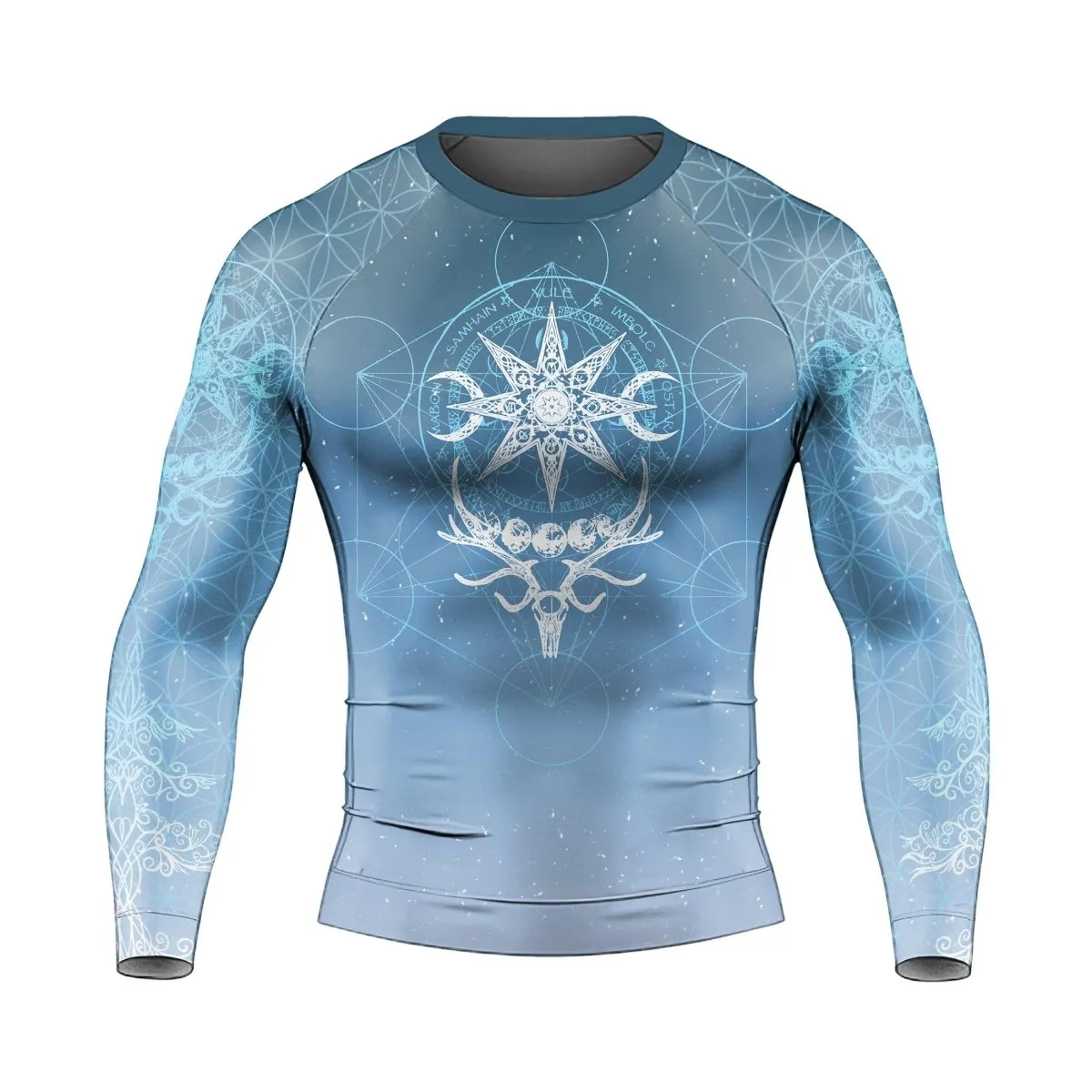 Light Blue YULE Vikings Men's Long Sleeve Rash Guard