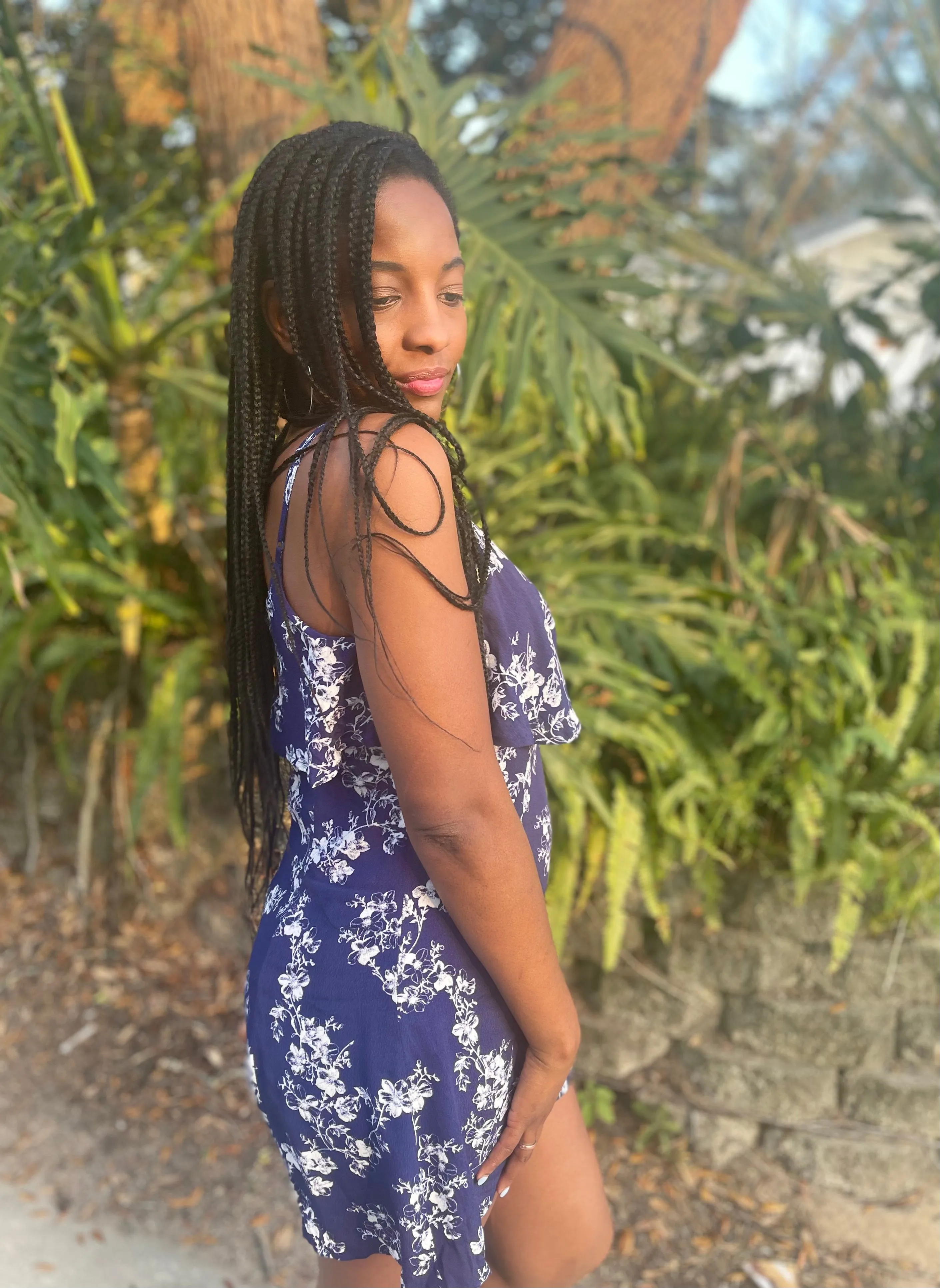 Lovely Navy Blue Floral Romper