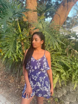 Lovely Navy Blue Floral Romper