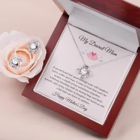 Mother’s Day Gift, Mom Gift from Daughter, Mother Gift, Mom Gold Heart Necklace and Earrings Set, Mom Poem, Gold Love Knot Necklace, Daughter Gift to Mom