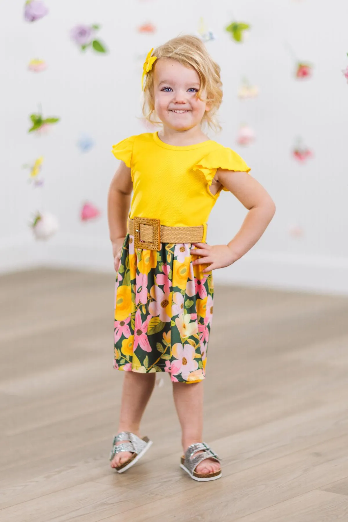 Mustard & Green Floral Dress