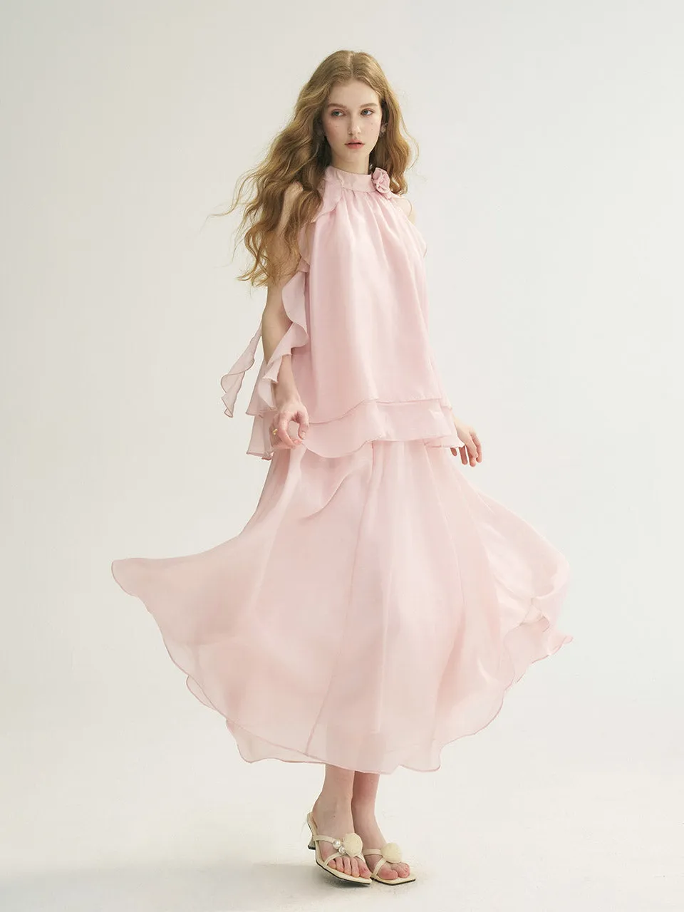 Peach Pink Long Skirt