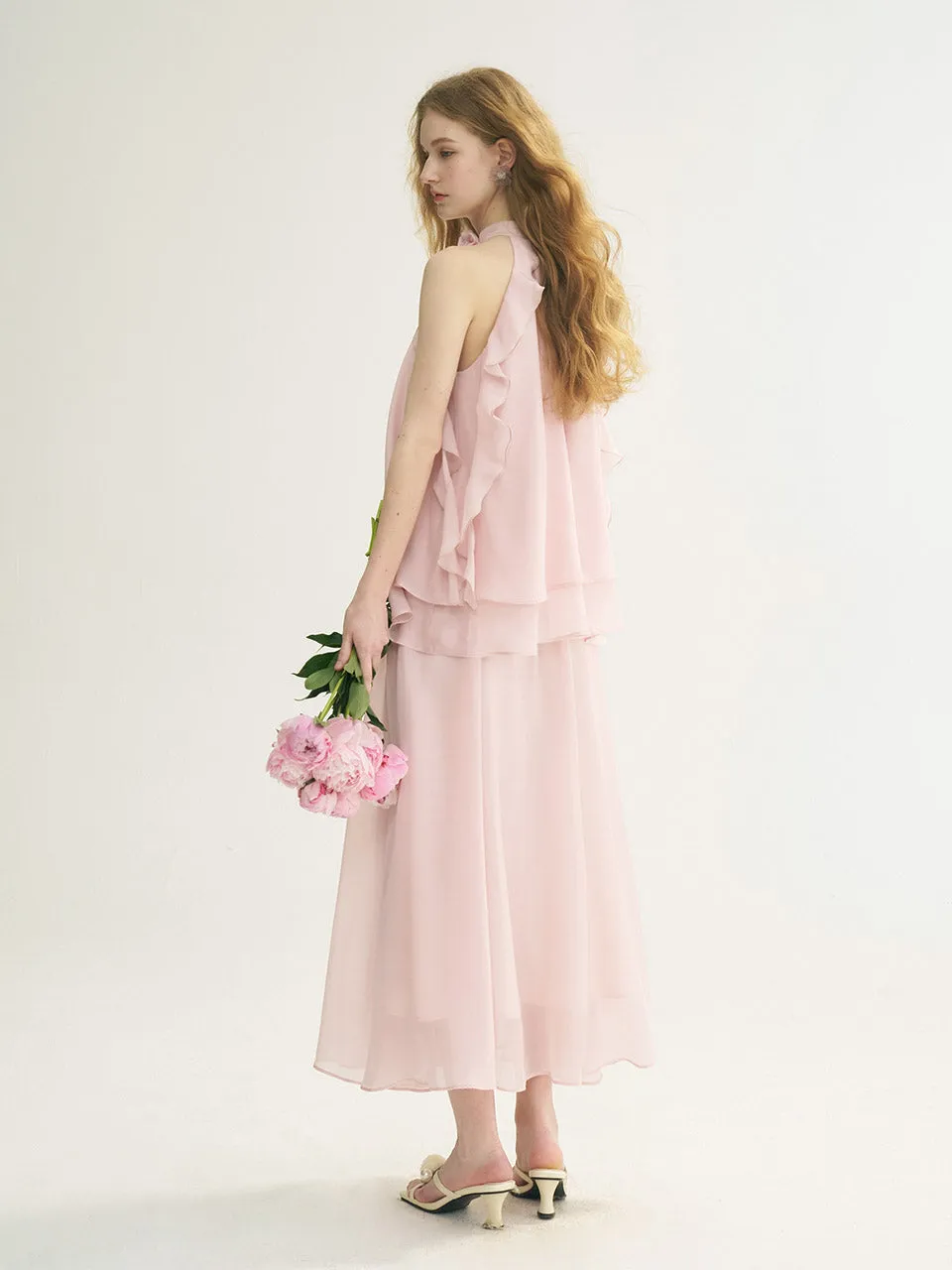 Peach Pink Long Skirt