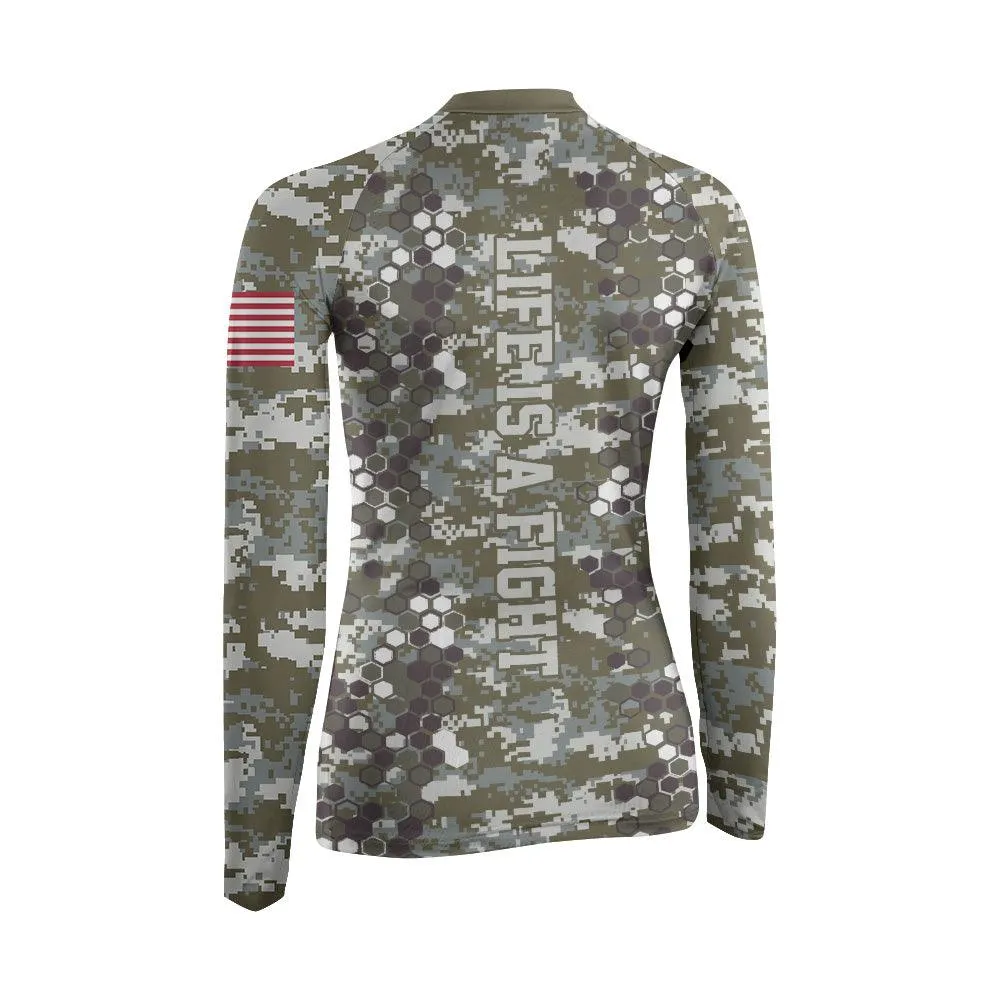 Personalized Army Camo Women's Long Sleeve Rash Guard