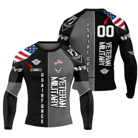 Personalized Veteran Military Air Force Men's Long Sleeve Rash Guard