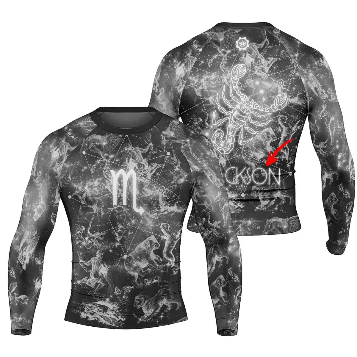 Personalized Zodiac Scorpio Long Sleeve Rash Guard