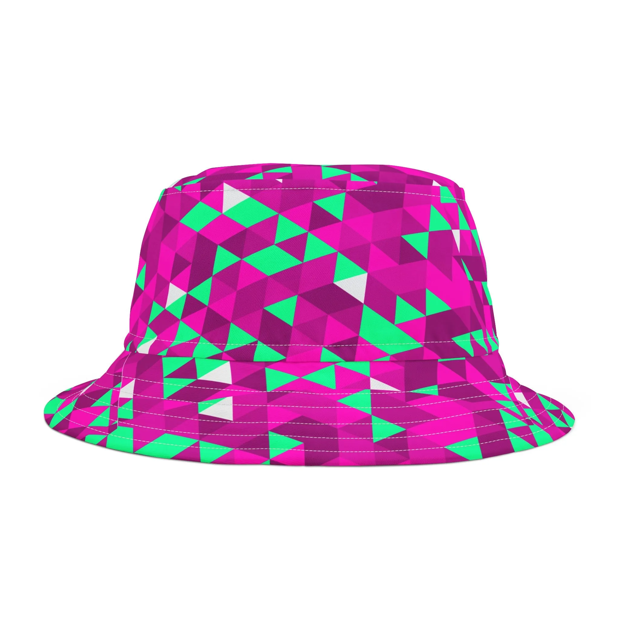 Pink & Teal TrianglesBucket Hat (AOP)