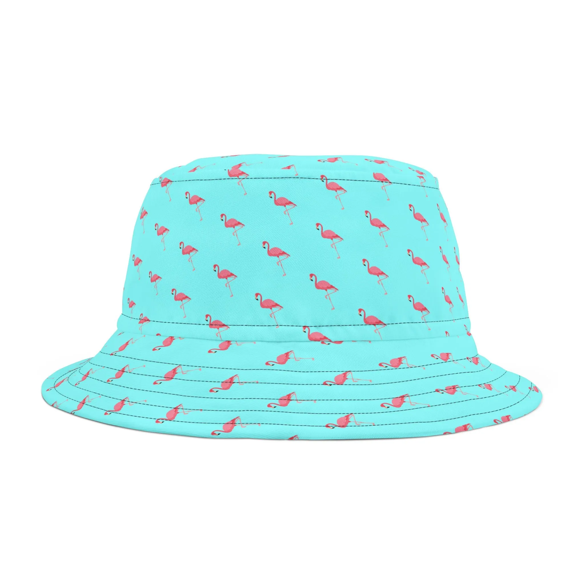 Pink Flamingos Babe BlueBucket Hat (AOP)