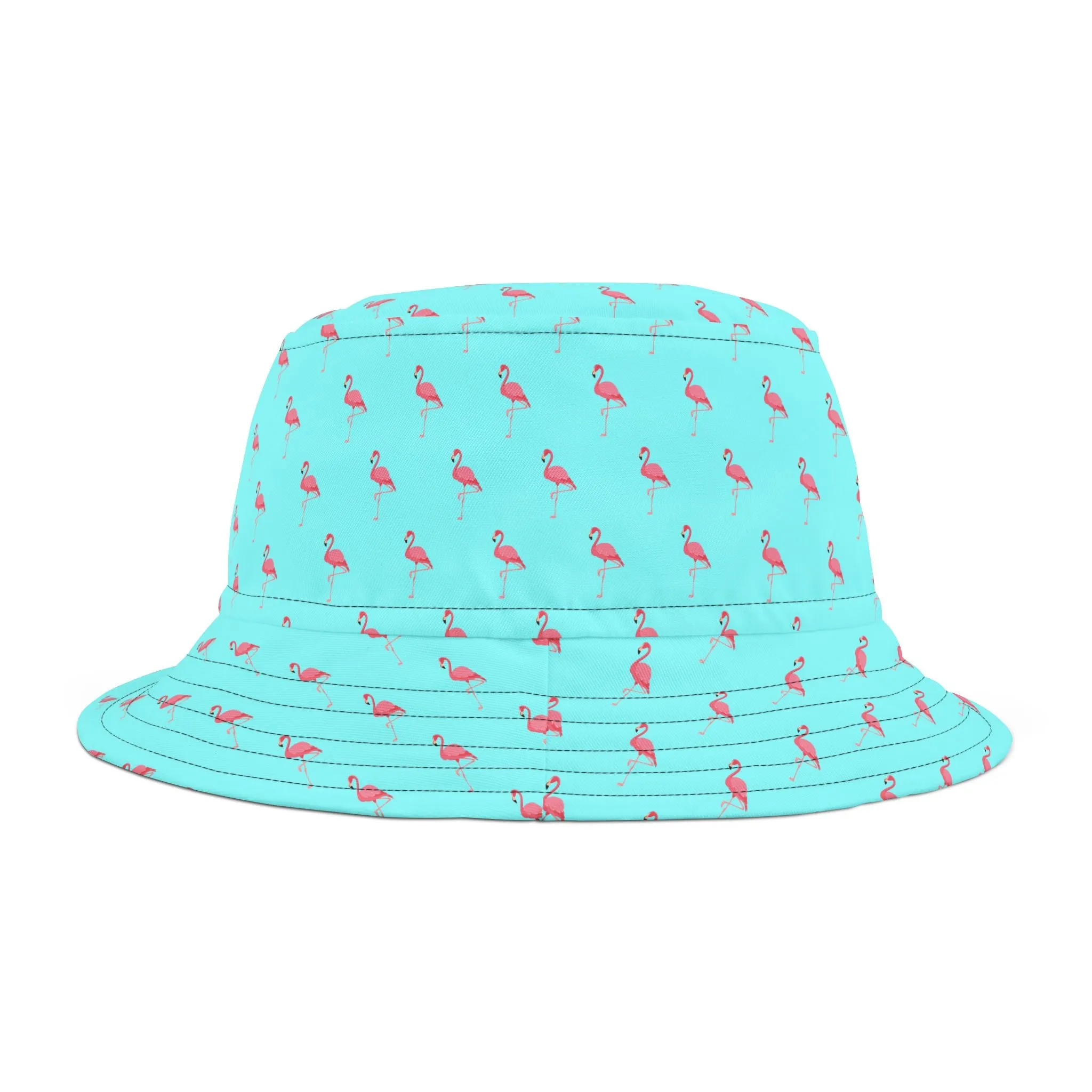 Pink Flamingos Babe BlueBucket Hat (AOP)