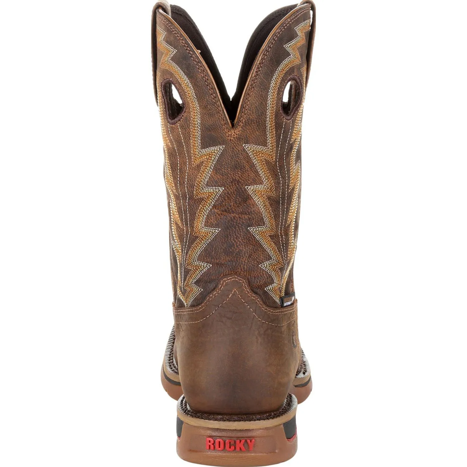 Rocky Mens Distressed Brown Leather Long Range 11in WP Cowboy Boots