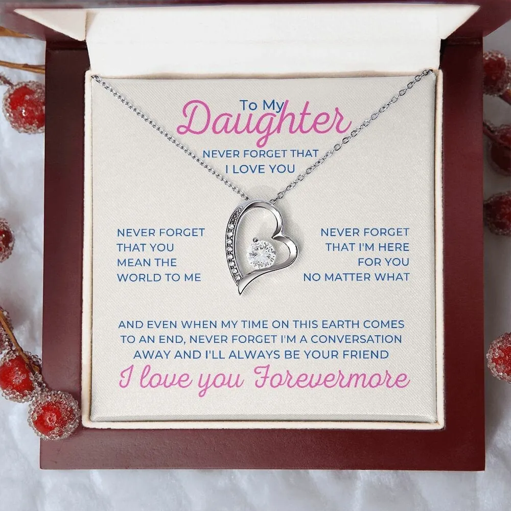 To My Daughter Forever Love Necklace, Heart Pendant for Daughter Birthday or Christmas