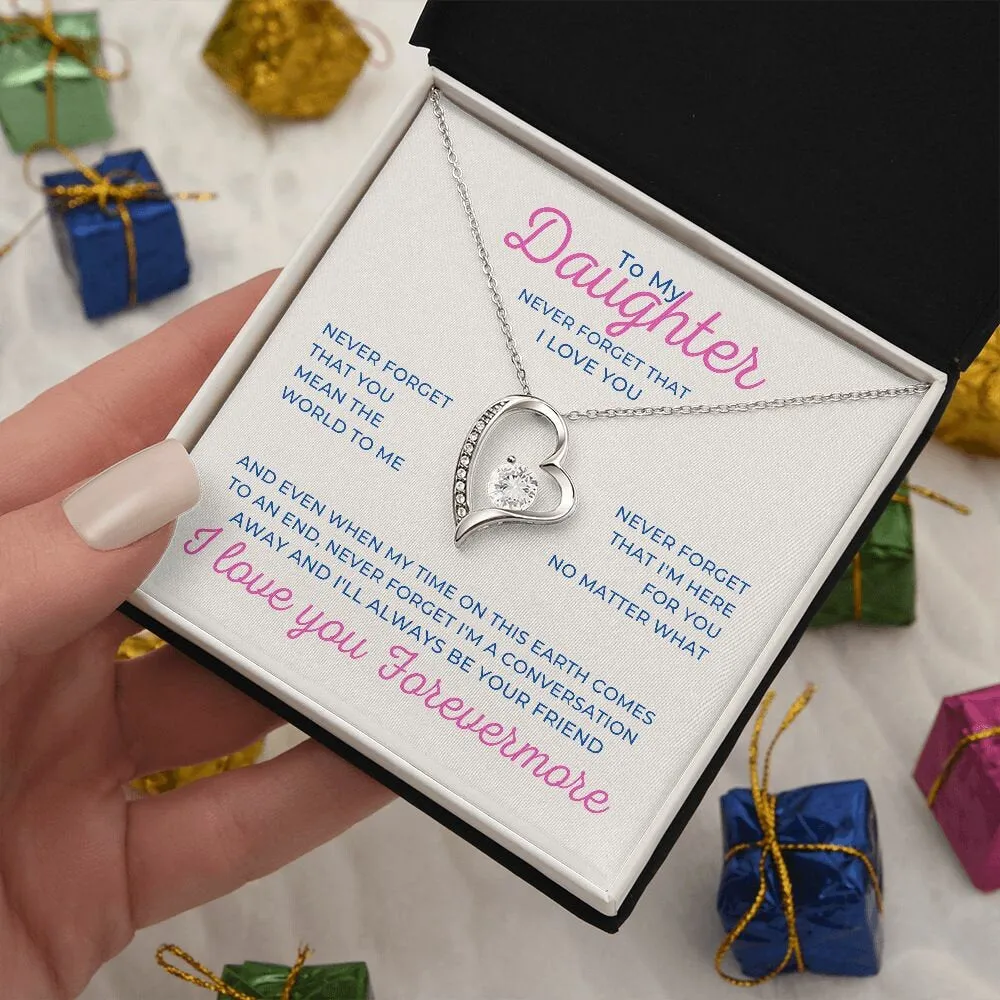 To My Daughter Forever Love Necklace, Heart Pendant for Daughter Birthday or Christmas
