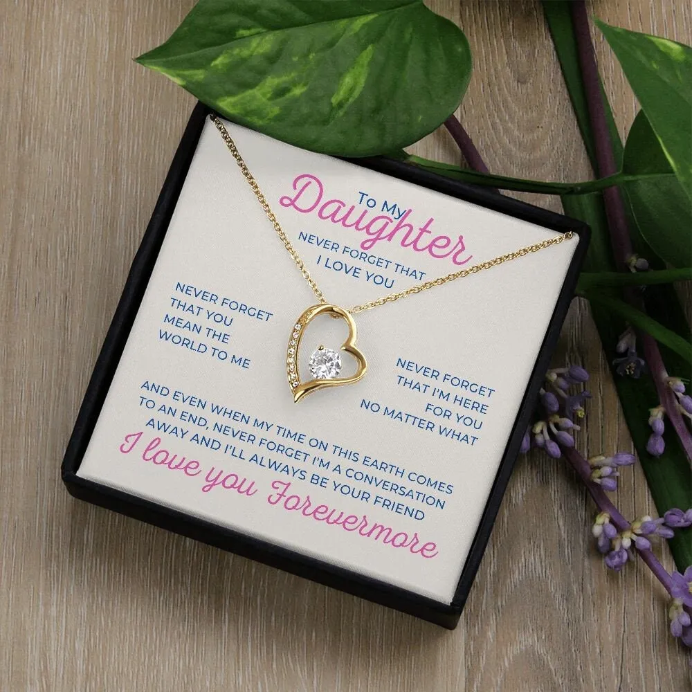 To My Daughter Forever Love Necklace, Heart Pendant for Daughter Birthday or Christmas