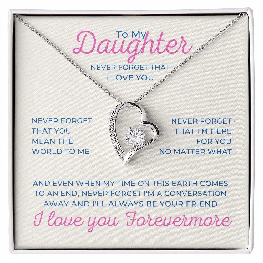 To My Daughter Forever Love Necklace, Heart Pendant for Daughter Birthday or Christmas