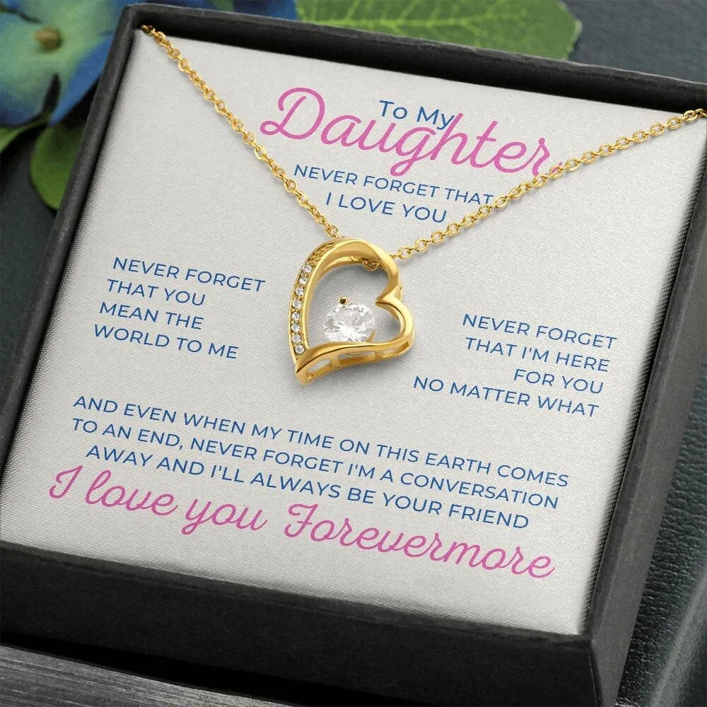 To My Daughter Forever Love Necklace, Heart Pendant for Daughter Birthday or Christmas