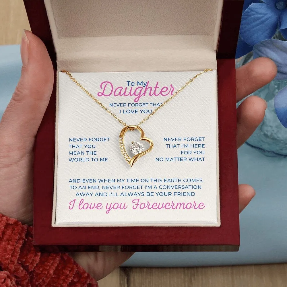 To My Daughter Forever Love Necklace, Heart Pendant for Daughter Birthday or Christmas
