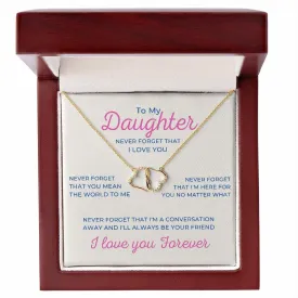 To My Daughter I love you Forever Diamond And Gold Necklace Interlocking Hearts Everlasting Love