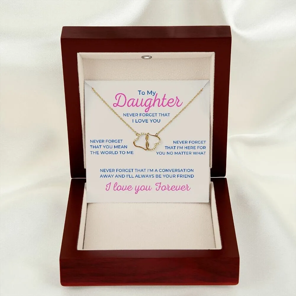 To My Daughter I love you Forever Diamond And Gold Necklace Interlocking Hearts Everlasting Love