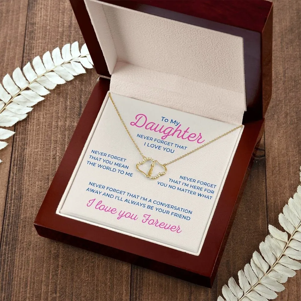 To My Daughter I love you Forever Diamond And Gold Necklace Interlocking Hearts Everlasting Love