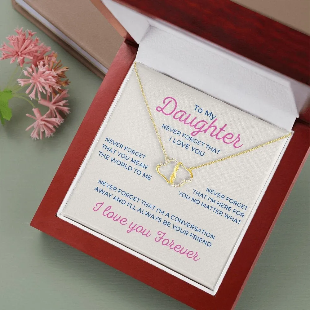 To My Daughter I love you Forever Diamond And Gold Necklace Interlocking Hearts Everlasting Love