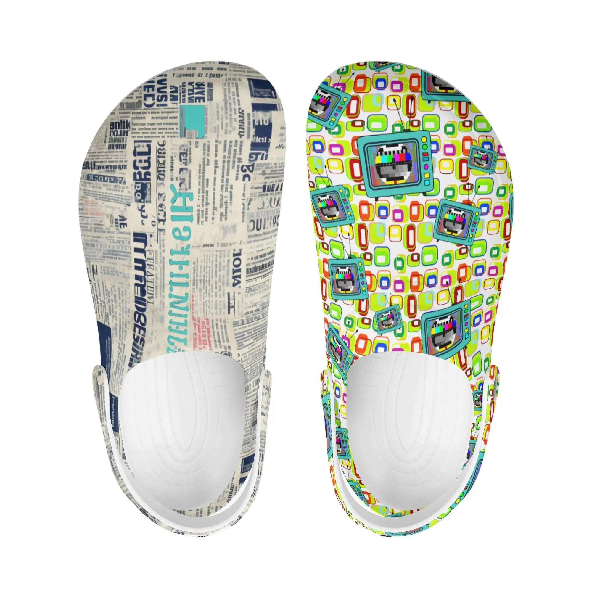 Treadz Nursing Slide On Mismatched Clogs - Retro Media