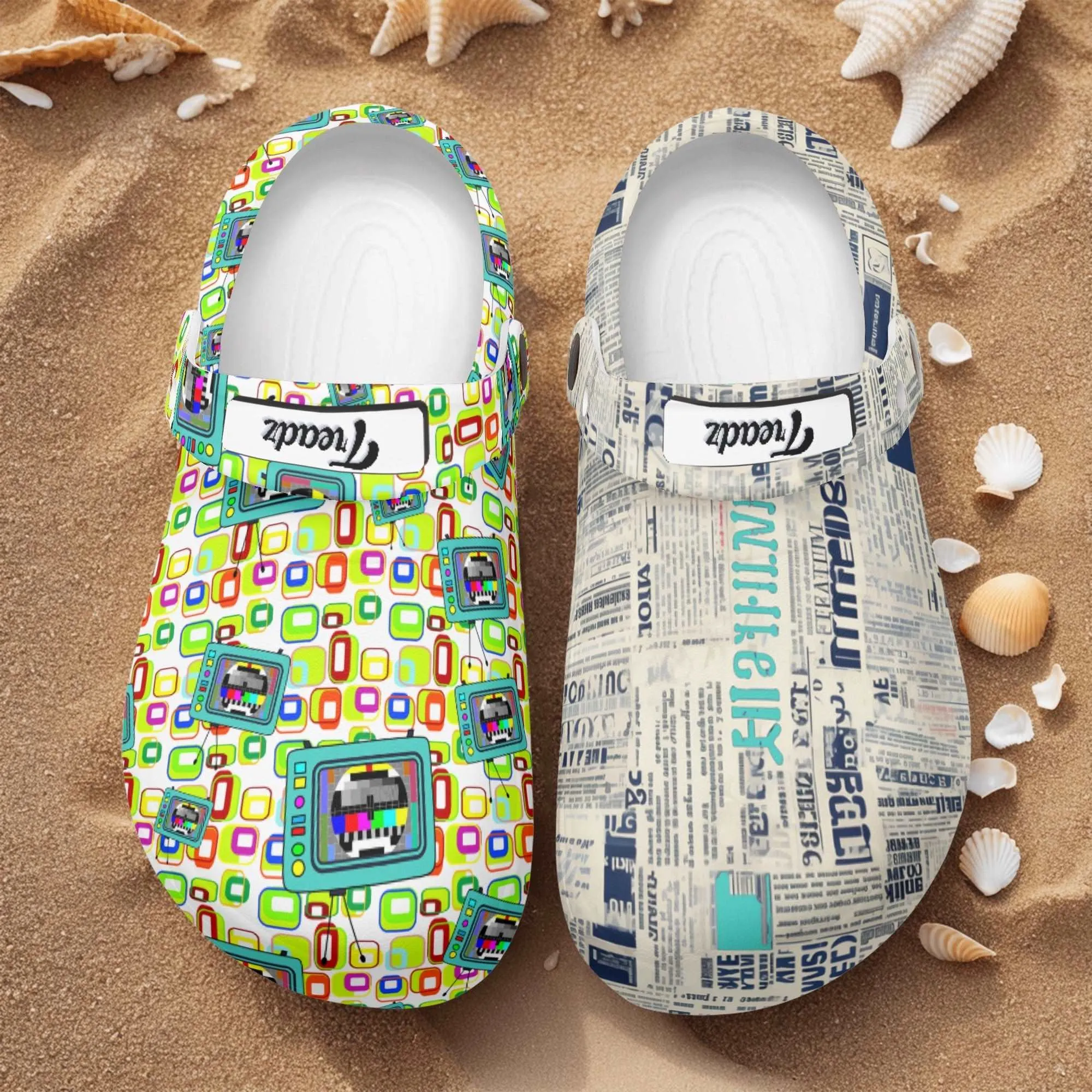 Treadz Nursing Slide On Mismatched Clogs - Retro Media